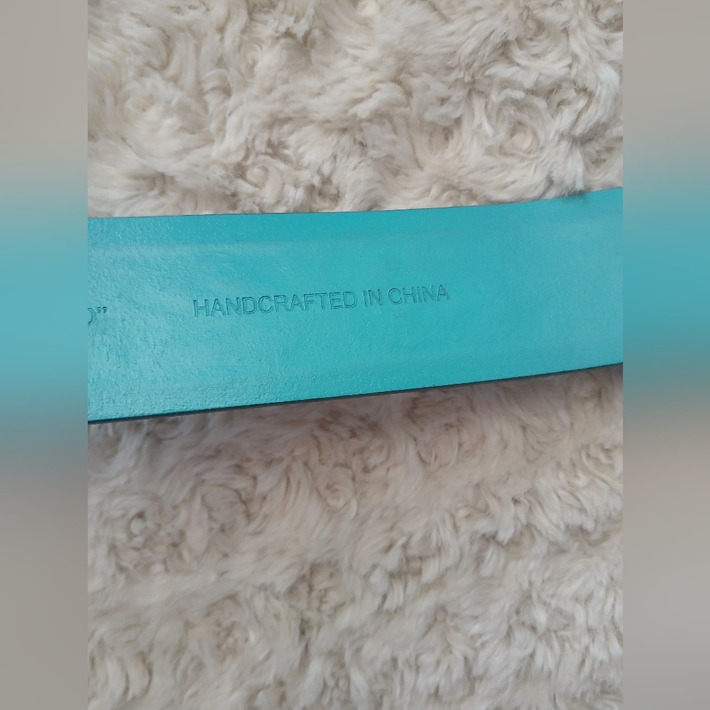 💎 VACCARI Women's Turquoise Tooled Leather Belt NO BUCKLE - Picture 5 of 11